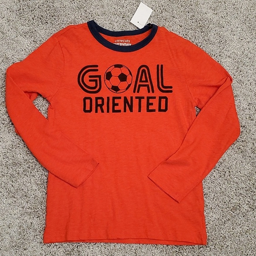 Jcrew boys cotton orange navy tee long sleeves size 10 Medium Kid